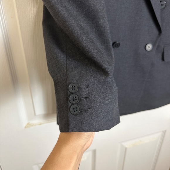 Alexandre of England Gray Pure New Wool Double Breasted Suit Jacket Men Size 40R - Picture 3 of 7